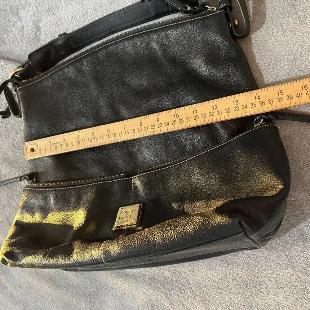 VTG Dooney & Bourke Womens Dillen Large Shoulder Hobo Bag Black Pebbled Leather